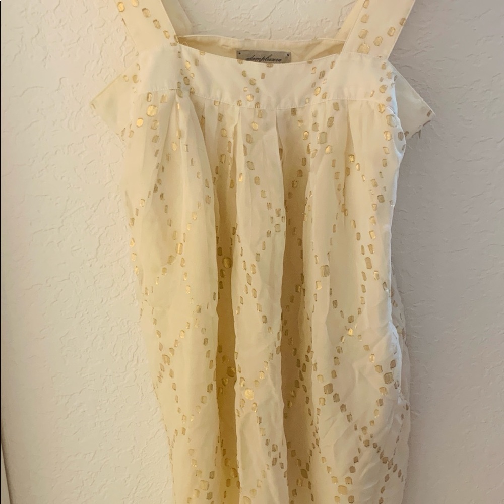 Adam Lippes Lamé Silk mini dress cream gold